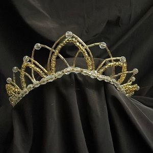 Gold bead and Fire Polished Crystal Tiara